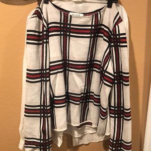 Crew neck St. John sweater plaid